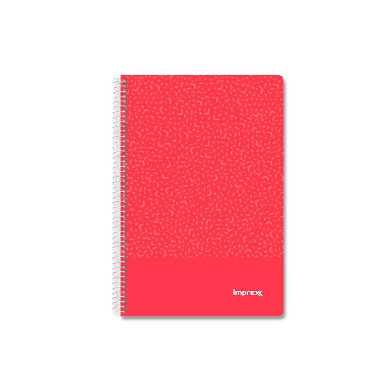 IMPREX CUADERNO ESPIRAL TAPA PP FOLIO 80H 90GR 4X4 ROJO