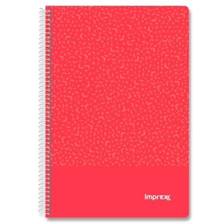 IMPREX CUADERNO ESPIRAL TAPA PP FOLIO 80H 90GR 4X4 ROJO