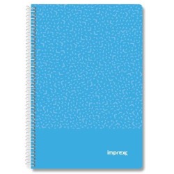 IMPREX CUADERNO ESPIRAL TAPA PP FOLIO 80H 90GR 4X4 AZUL