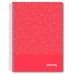 IMPREX CUADERNO ESPIRAL TAPA PP A5 80H 90GR 4X4 ROJO