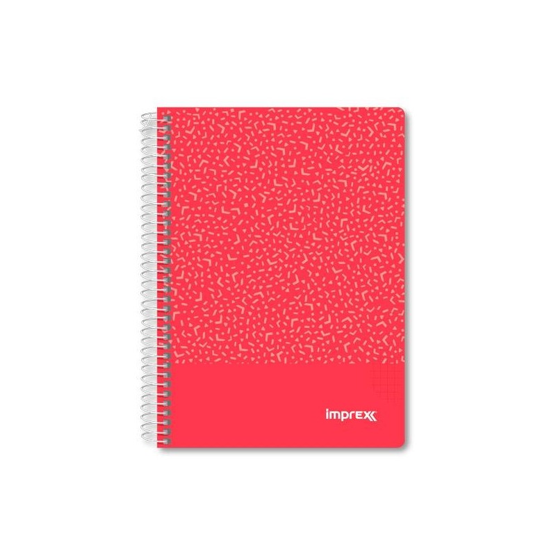 IMPREX CUADERNO ESPIRAL TAPA PP A5 80H 90GR 4X4 ROJO