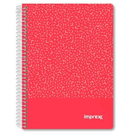 IMPREX CUADERNO ESPIRAL TAPA PP A5 80H 90GR 4X4 ROJO