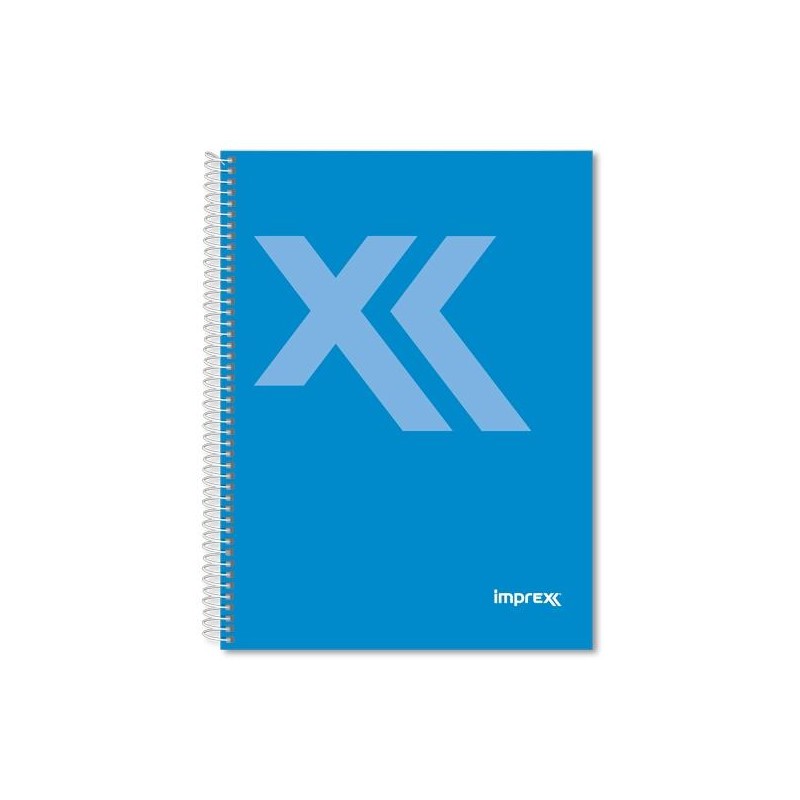 IMPREX CUADERNO ESPIRAL TAPA FORRADA FOLIO 80H 90GR 4X4 AZUL
