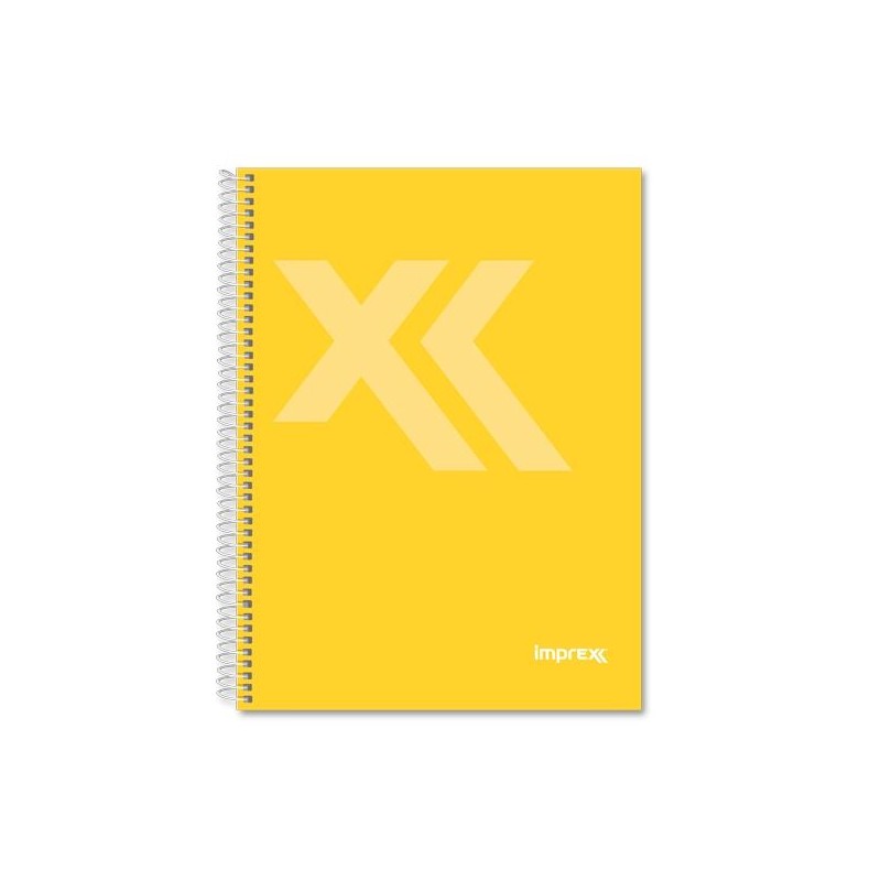 IMPREX CUADERNO ESPIRAL TAPA FORRADA FOLIO 80H 90GR 4X4 AMARILLO
