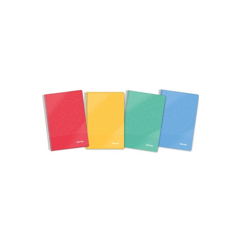 IMPREX CUADERNO ESPIRAL TAPA PP FOLIO 80H 90GR 4X4 COLORES SURTIDOS