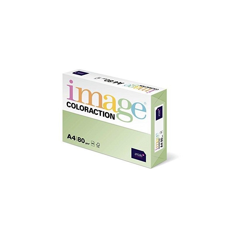 IMAGE PAPEL REPROGRÁFICO COLORACTION DIN A4 80GR PAQUETE 500H JUNGLE/VERDE PASTEL -CAJA 5 UD-