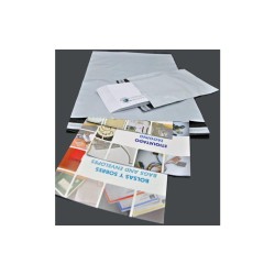 BOLSAS MENSAJERÍA ESTÁNDAR PLÁSTICO OPACO 250X350+40 SOLAPA BLANCO / INTERIOR NEGRO -PACK DE 100UD-