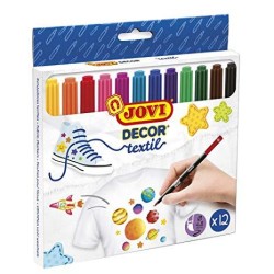 JOVI ROTULADORES DECOR TEXTIL 138MM COLORES SURTIDOS ESTUCHE 12 UD