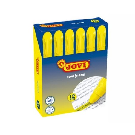 JOVI MARCADOR FLUORESCENTE JOVI!NEON DE GEL EN STICK 140MM AMARILLO CAJA 12 UD