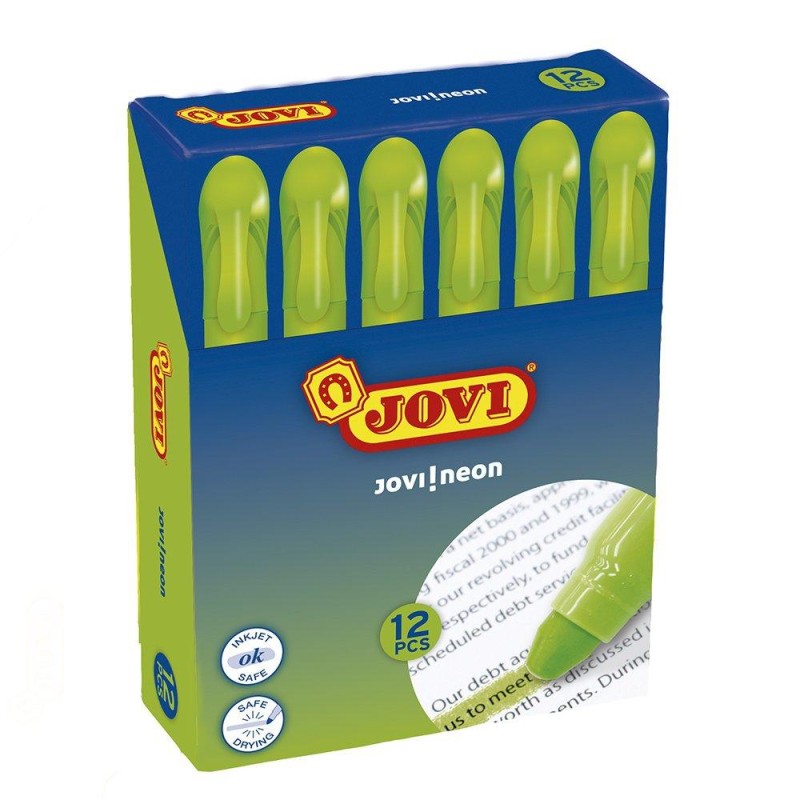 JOVI MARCADOR FLUORESCENTE JOVI!NEON DE GEL EN STICK 140MM VERDE CAJA 12 UD