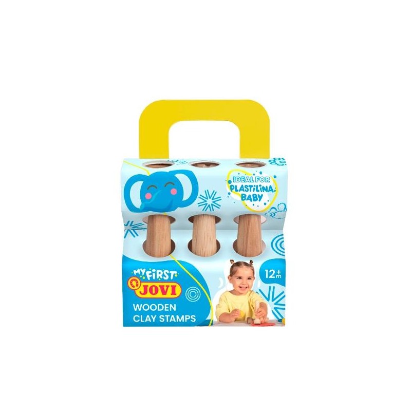 JOVI MALETÍN DE MODELAJE MY FIRST PLASTILINA BABY CON 3 SELLOS DE MADERA DIFERENTES TEXTURAS +12M
