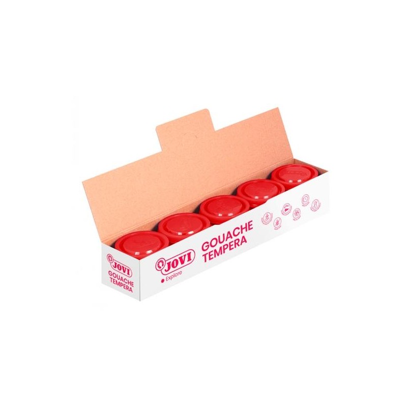 JOVI TÉMPERA ESCOLAR ESTUCHE 5 BOTES BERMELLÓN DE 35ML
