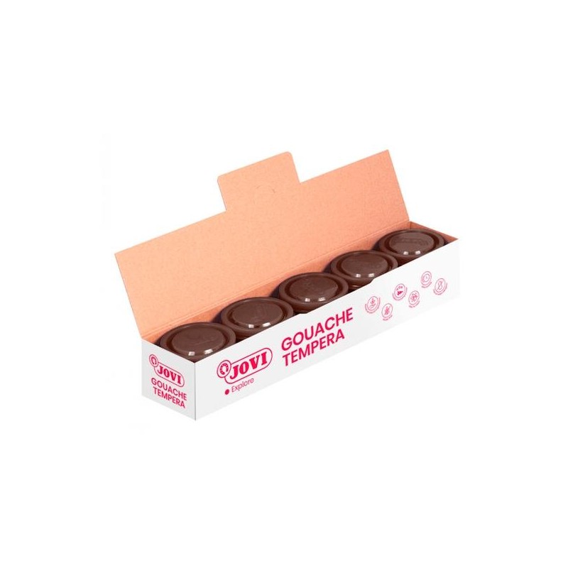 JOVI TÉMPERA ESCOLAR ESTUCHE 5 BOTES MARRÓN DE 35ML