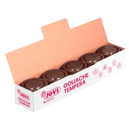 JOVI TÉMPERA ESCOLAR ESTUCHE 5 BOTES MARRÓN DE 35ML