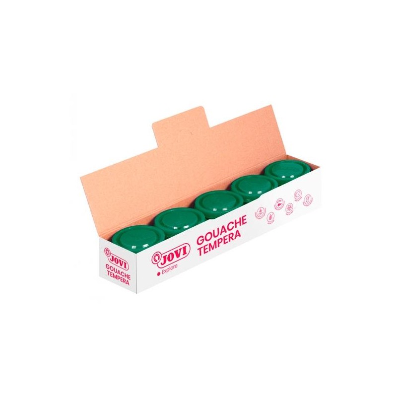 JOVI TÉMPERA ESCOLAR ESTUCHE 5 BOTES VERDE OSCURO DE 35ML