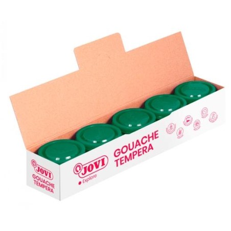 JOVI TÉMPERA ESCOLAR ESTUCHE 5 BOTES VERDE OSCURO DE 35ML