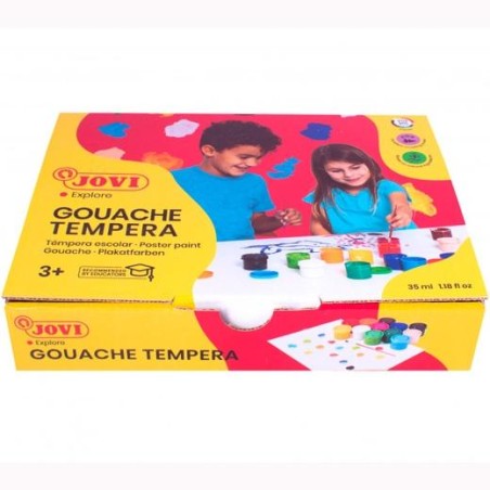 JOVI ESTUCHE 12 BOTES 35ML TÉMPERA GOUACHE + PINCEL C/SURTIDOS