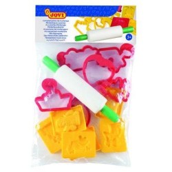 JOVI BOLSA COLGABLE CON 6 MOLDES + 6 MOLDES DE CORTE + RODILLO DE MODELAJE C/SURTIDOS