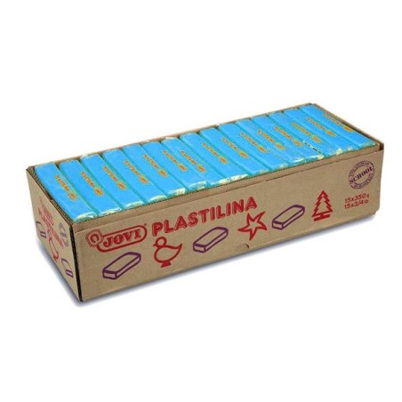 JOVI PLASTILINA PASTILLA 350GR UNICOLOR AZUL CLARO CAJA 15 UD