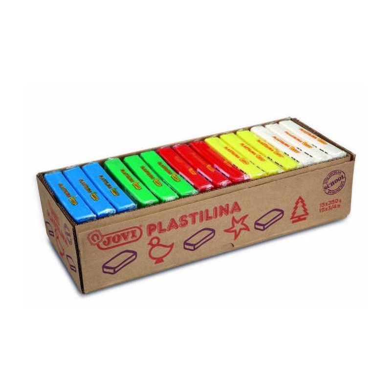 JOVI PLASTILINA PASTILLA 350GR 5 COLORES BÁSICOS SURTIDOS CAJA EXPOSITORA 15 UD