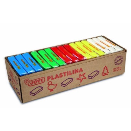 JOVI PLASTILINA PASTILLA 350GR 5 COLORES BÁSICOS SURTIDOS CAJA EXPOSITORA 15 UD