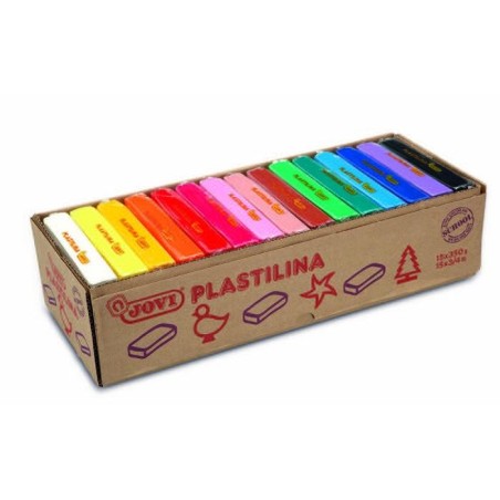 JOVI PLASTILINA PASTILLA 350GR COLORES SURTIDOS CAJA EXPOSITORA 15 UD