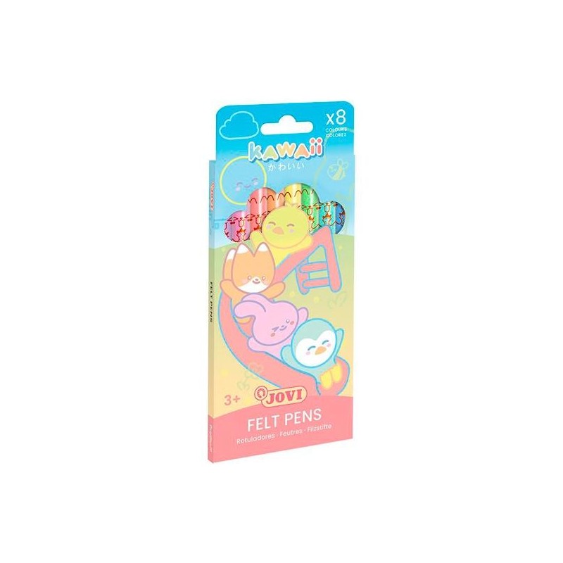 JOVI ROTULADORES KAWAII FELT PENS C/SURTIDOS PASTEL ESTUCHE 8 UD