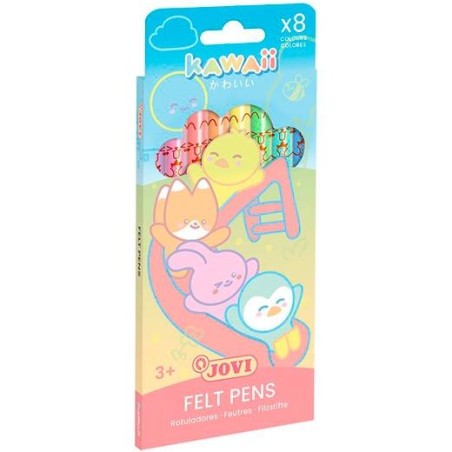 JOVI ROTULADORES KAWAII FELT PENS C/SURTIDOS PASTEL ESTUCHE 8 UD