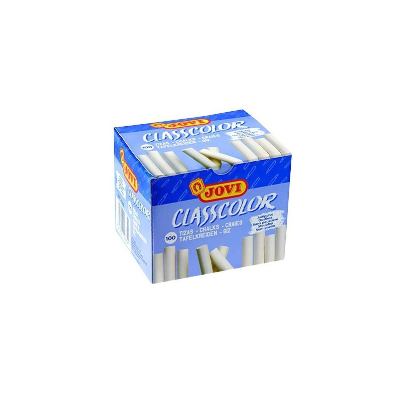 JOVI TIZAS CLASSCOLOR SCHOOL ANTIPOLVO 80MM BLANCO CAJA 100 UD