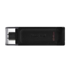 KINGSTON PENDRIVE DATATRAVELER DT70 64GB C/TAPA PROTECTORA Y RANURA PARA COLGAR USB-C 3.2 NEGRO