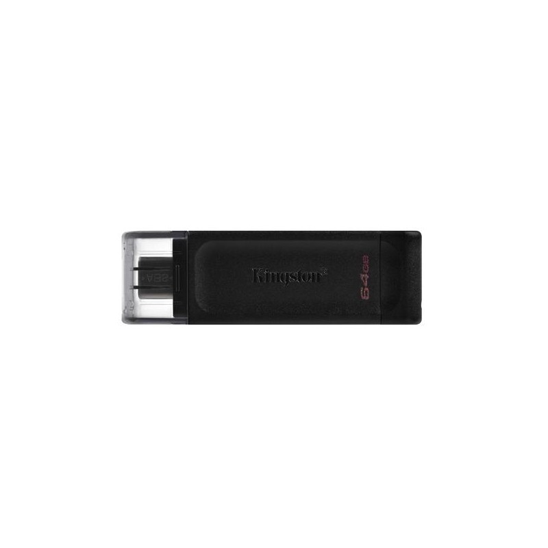 KINGSTON PENDRIVE DATATRAVELER DT70 64GB C/TAPA PROTECTORA Y RANURA PARA COLGAR USB-C 3.2 NEGRO