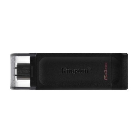 KINGSTON PENDRIVE DATATRAVELER DT70 64GB C/TAPA PROTECTORA Y RANURA PARA COLGAR USB-C 3.2 NEGRO