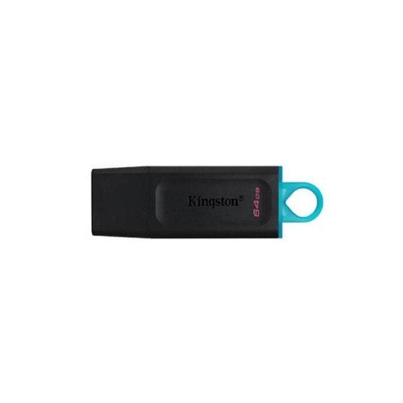KINGSTON PENDRIVE DATATRAVELER EXODIA 64GB C/TAPA PROTECTORA Y RANURA PARA COLGAR USB 3.2 NEGRO/TURQUESA
