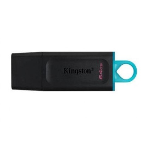 KINGSTON PENDRIVE DATATRAVELER EXODIA 64GB C/TAPA PROTECTORA Y RANURA PARA COLGAR USB 3.2 NEGRO/TURQUESA