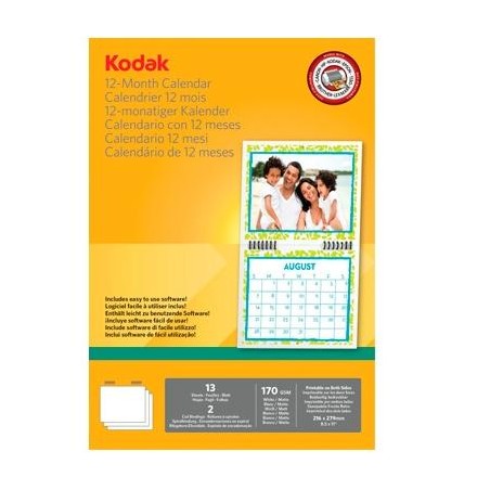 KODAK PAPEL FOTOGRÁFICO 216X279MM 170GR ESPECIAL CALENDARIOS PAQUETE 13H BLANCO