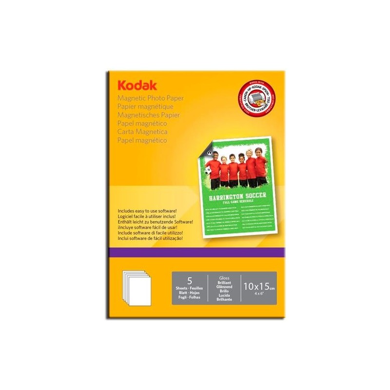 KODAK PAPEL PHOTO MAGNETICO 10X15 -PACK 5 HOJAS-