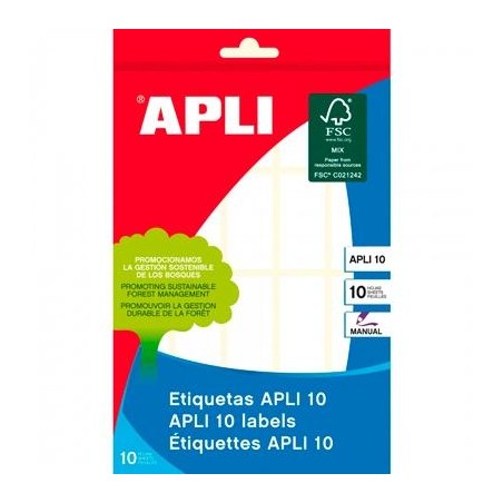 APLI ETIQUETAS ADHESIVAS 19X40MM ESCRITURA MANUAL C/ROMOS 20 X 10H BLANCO