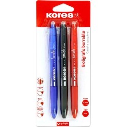 KORES BOLÍGRAFO TINTA BORRABLE GEL POINT 0.7MM C/SURTIDOS BLÍSTER 3 UD