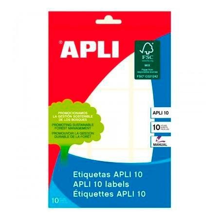 APLI ETIQUETAS ADHESIVAS 34X53MM ESCRITURA MANUAL C/ROMOS 9 X 10H BLANCO