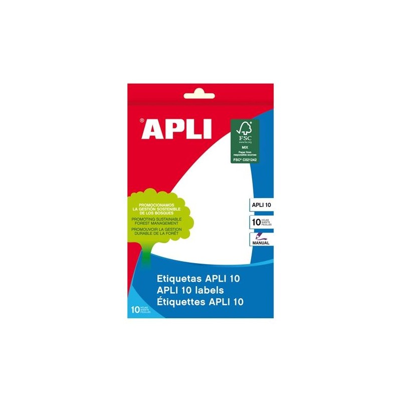 APLI ETIQUETAS ADHESIVAS 105X149MM ESCRITURA MANUAL C/ROMOS 1 X 10H BLANCO
