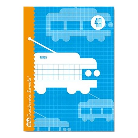 LAMELA LIBRETA GRAPADA 16H 4º 70GR CUADROVÍA 4MM C/MARGEN CUBIERTA BÁSICA