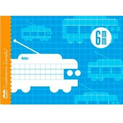 LAMELA LIBRETA GRAPADA 16H 4º APAISADO 70GR CUADROVÍA 6MM C/MARGEN CUBIERTA BÁSICA