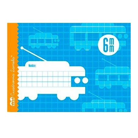 LAMELA LIBRETA GRAPADA 16H 4º APAISADO 70GR CUADROVÍA 6MM C/MARGEN CUBIERTA BÁSICA