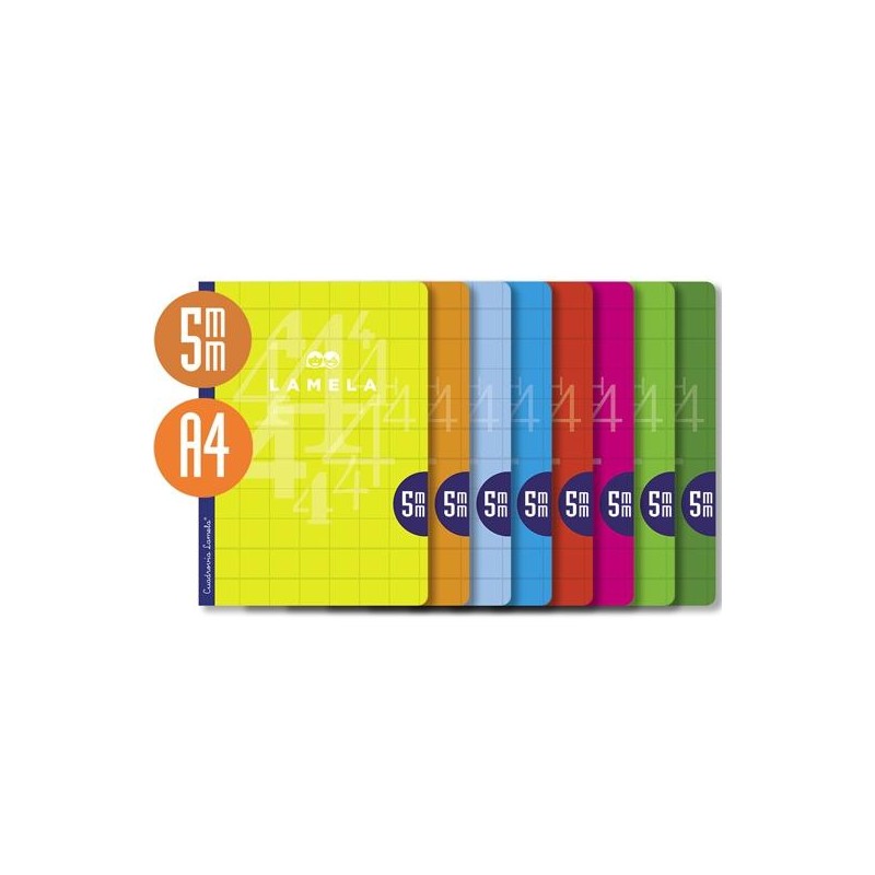 LAMELA LIBRETA GRAPADA 50H A4 90GR CUADROVÍA 5MM CUBIERTA BÁSICA C/SURTIDOS
