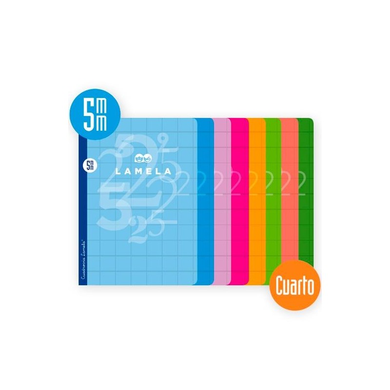 LAMELA LIBRETA GRAPADA 50H 4º 70GR CUADROVÍA 5MM CUBIERTA BÁSICA C/SURTIDOS