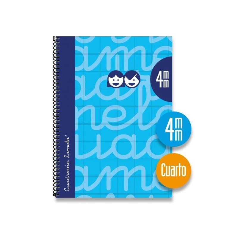 LAMELA CUADERNO ESPIRAL 80H 4º 70GR CUADROVÍA 4MM C/ MARGEN CUBIERTA EXTRADURA AZUL -PACK 5U-