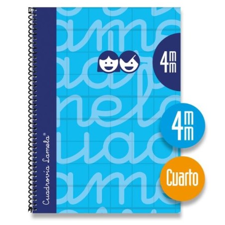 LAMELA CUADERNO ESPIRAL 80H 4º 70GR CUADROVÍA 4MM C/ MARGEN CUBIERTA EXTRADURA AZUL -PACK 5U-