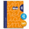 LAMELA CUADERNO ESPIRAL 80H 4º 70GR CUADROVÍA 4MM C/ MARGEN CUBIERTA EXTRADURA NARANJA -PACK 5U-