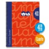 LAMELA CUADERNO ESPIRAL 80H 4º 70GR CUADROVÍA 4MM C/MARGEN CUBIERTA EXTRADURA ROJO -PACK 5U-