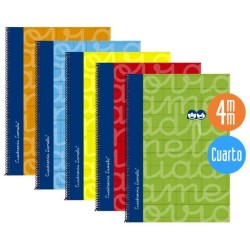 LAMELA CUADERNO ESPIRAL 80H 4º 70GR CUADROVÍA 4MM C/MARGEN CUBIERTA EXTRADURA C/SURTIDOS -PACK 5U-